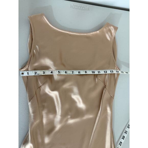 Vintage Jones New York Evening Champagne Gold Satin Bias Cut Formal Gown Dress 4 - Picture 5 of 8